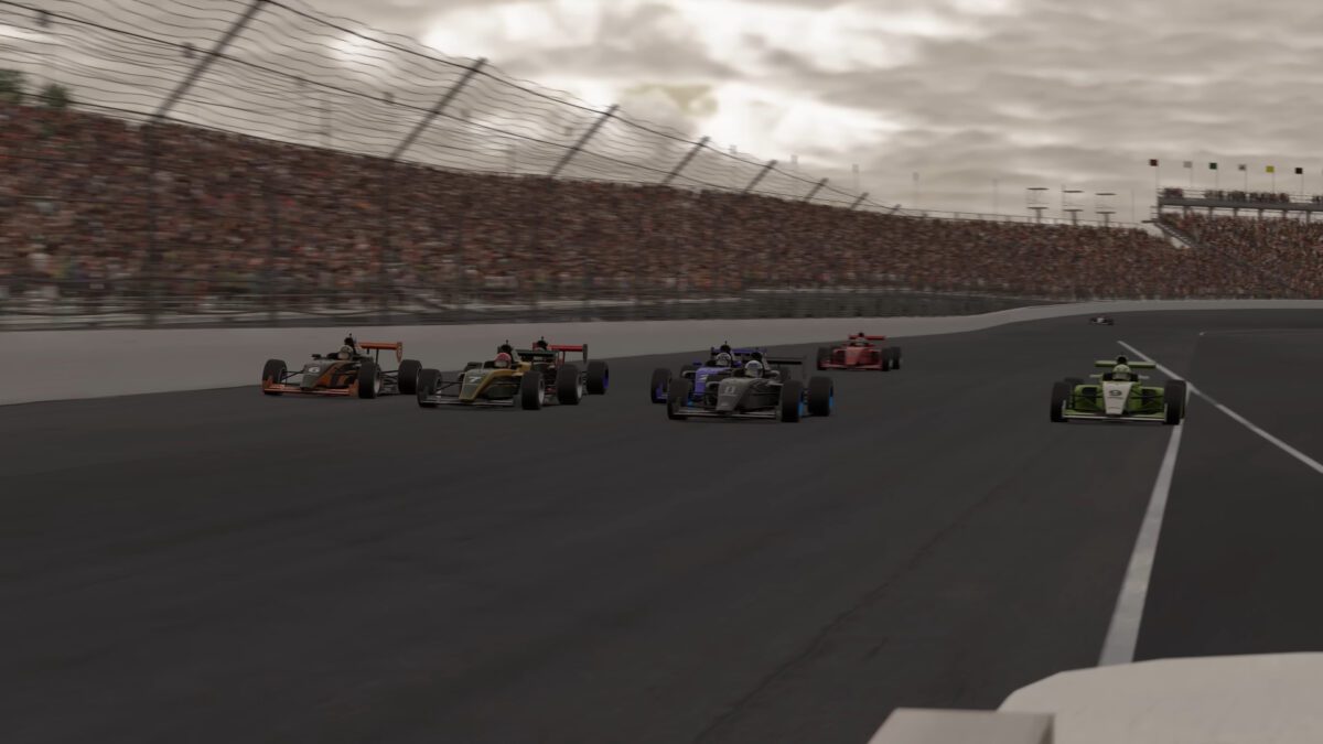 iRacing Indianapolis 500 2026 IndyCar battle at Indianapolis Motor Speedway