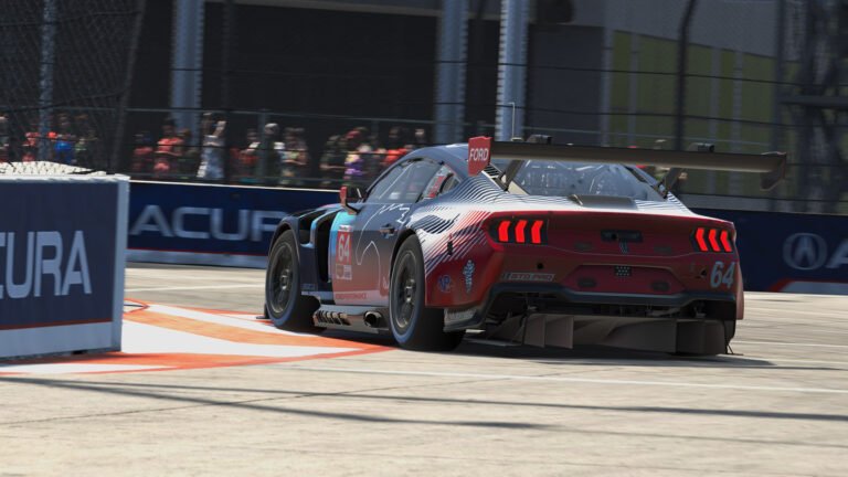 Ford Mustang GT3 in iRacing on track, the car at the center of the fixed-setup balance debate