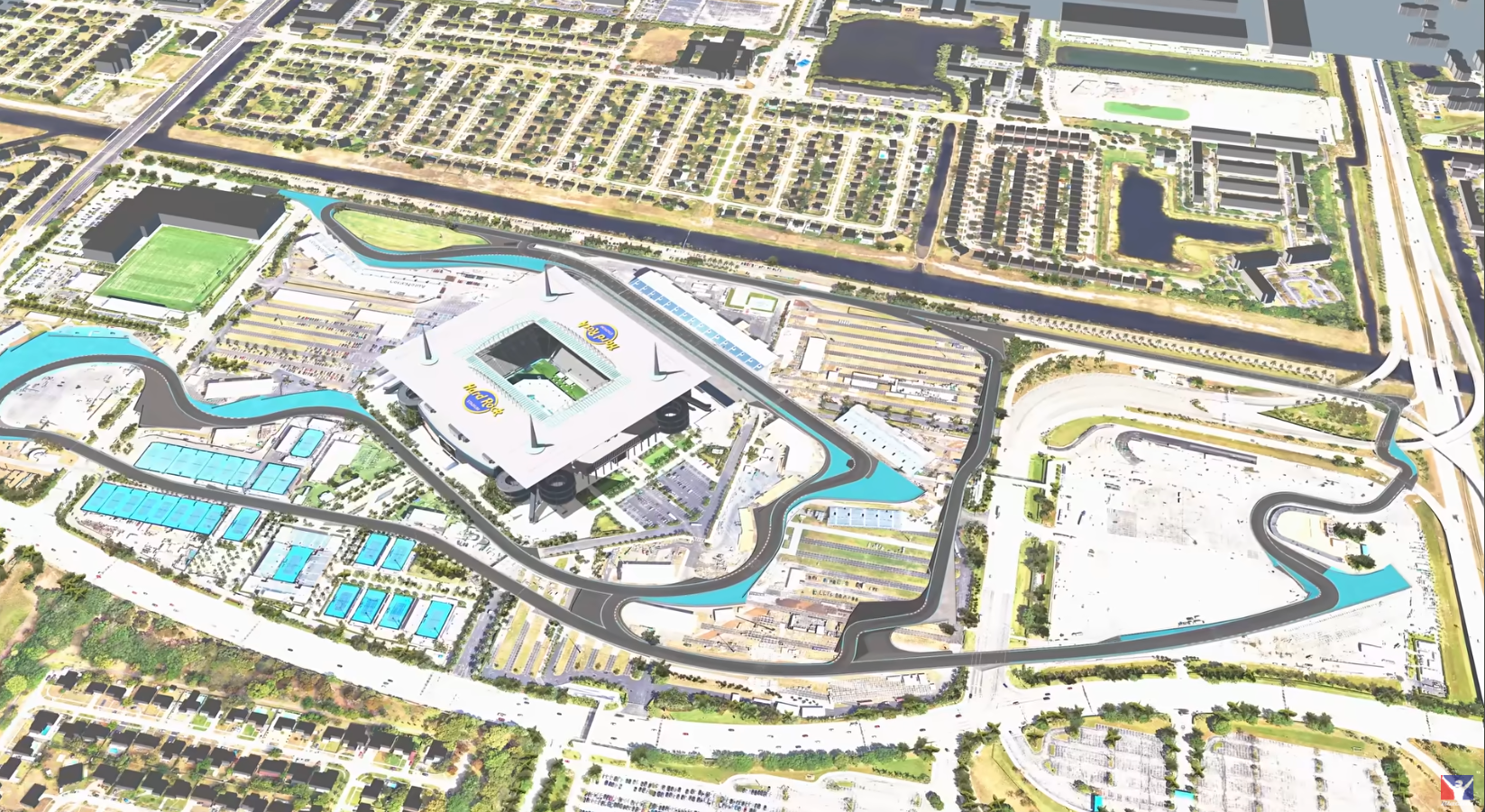Prototype Miami Autodrome track layout in iRacing with multiple circuit routes visible.