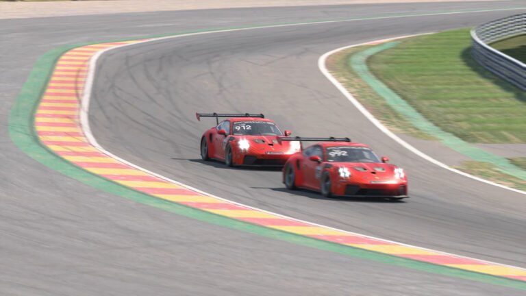 Porsche 911 Cup 992.2 on track in iRacing, the spec car used in the Porsche Esports Supercup Regional Championships 2026