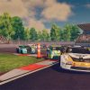 iRacing Arcade racing action screenshot - Porsche GT3 cars on colorful arcade circuit