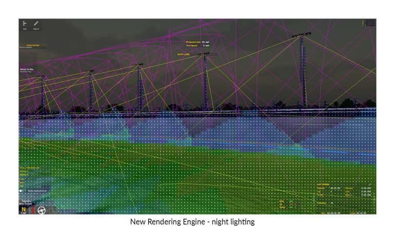 iRacing Spark graphics engine night lighting development screenshot
