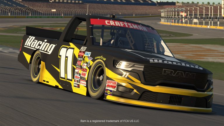 NASCAR Truck RAM front quarter view racing in iRacing