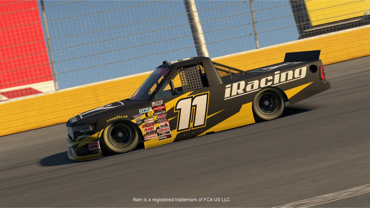 NASCAR Truck RAM side profile racing at Las Vegas in iRacing