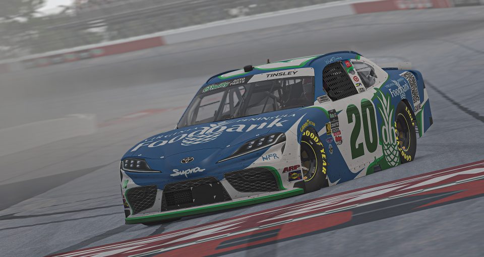Kenny Brady racing in the eNASCAR Coca-Cola iRacing Qualifying Series at Darlington Raceway