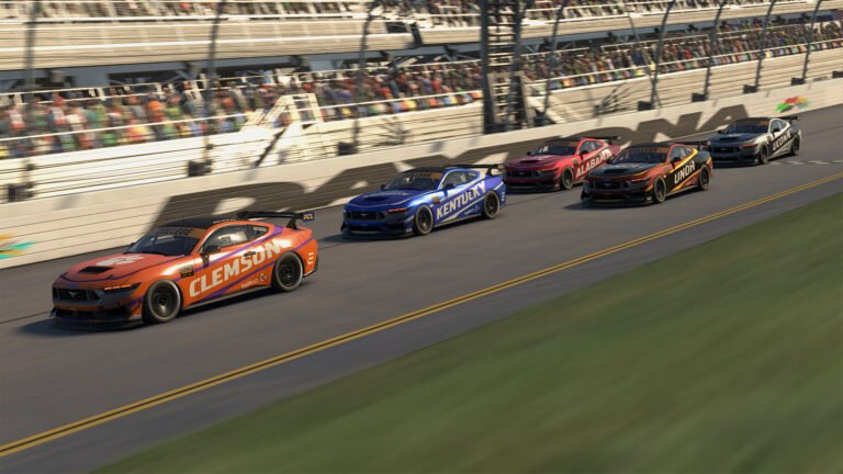 Ford Mustang GT4 competing in eNASCAR College iRacing Series IMSA tournament