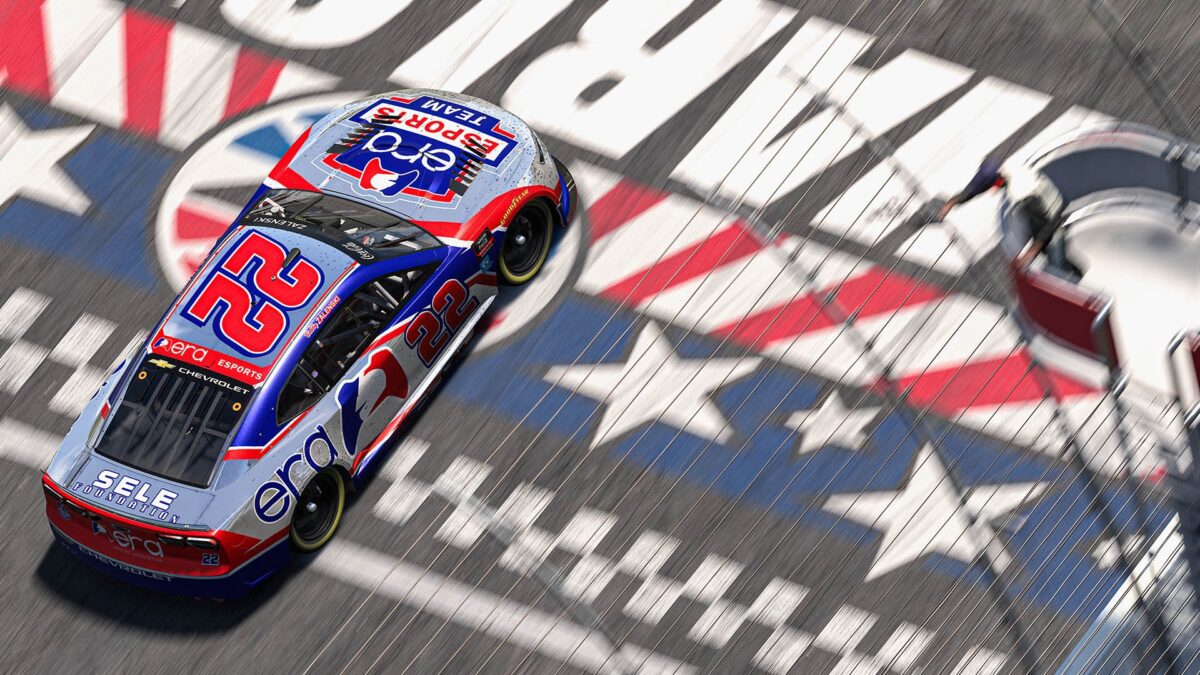 Bobby Zalenski #22 ERA eSports leads at Charlotte Motor Speedway in the 2026 eNASCAR Coca-Cola 160