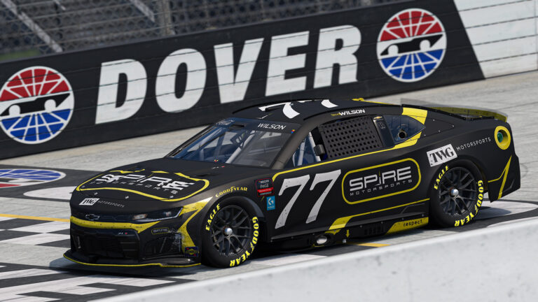 Steven Wilson celebrates his second eNASCAR win of 2026 at Dover Motor Speedway