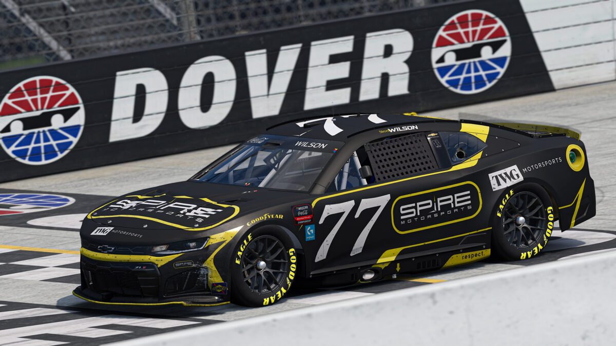 Steven Wilson celebrates his second eNASCAR win of 2026 at Dover Motor Speedway