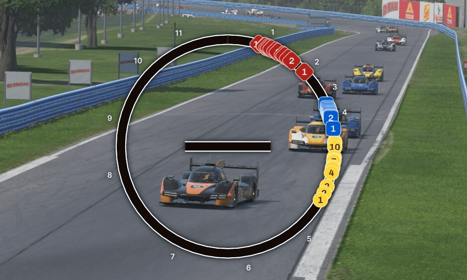 iRacing live track map radial view