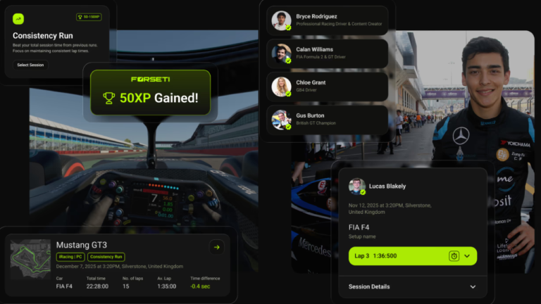 Forseti app iRacing telemetry dashboard showing driver performance data
