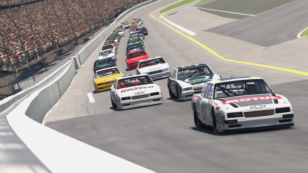 iRacing Firecracker 400 2026 at Daytona International Speedway oval - 1987 NASCAR Legends cars racing