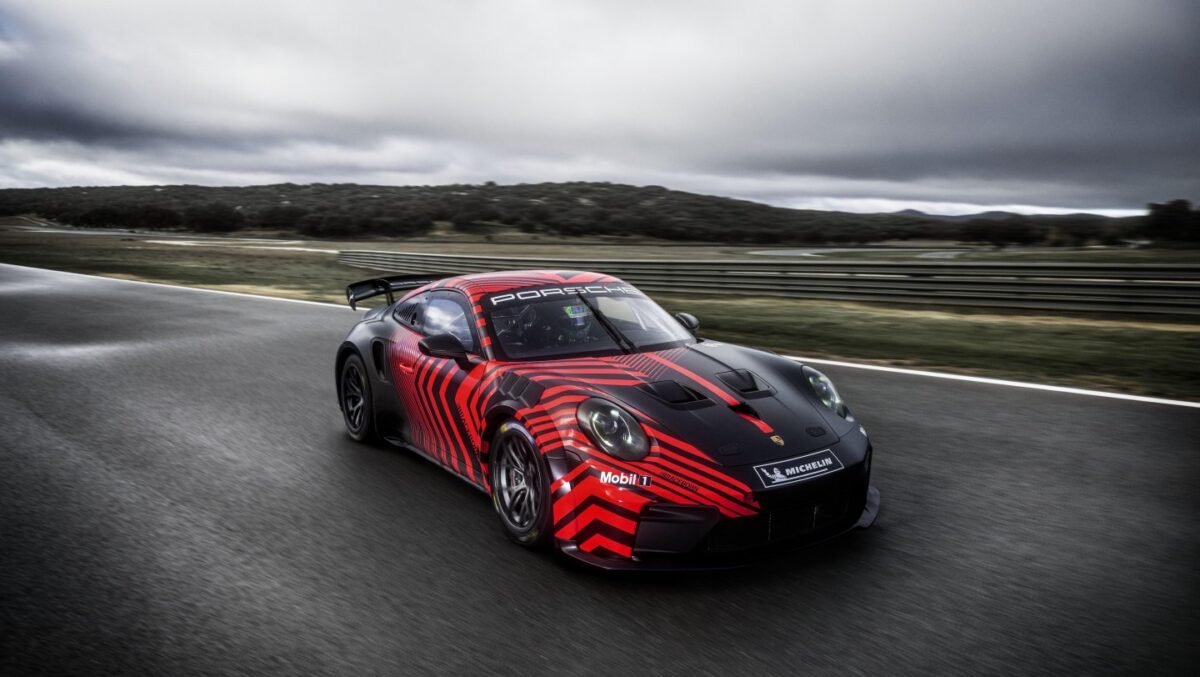Porsche 911 GT4 R race car on track, 2026, purpose-built for global GT4 competition