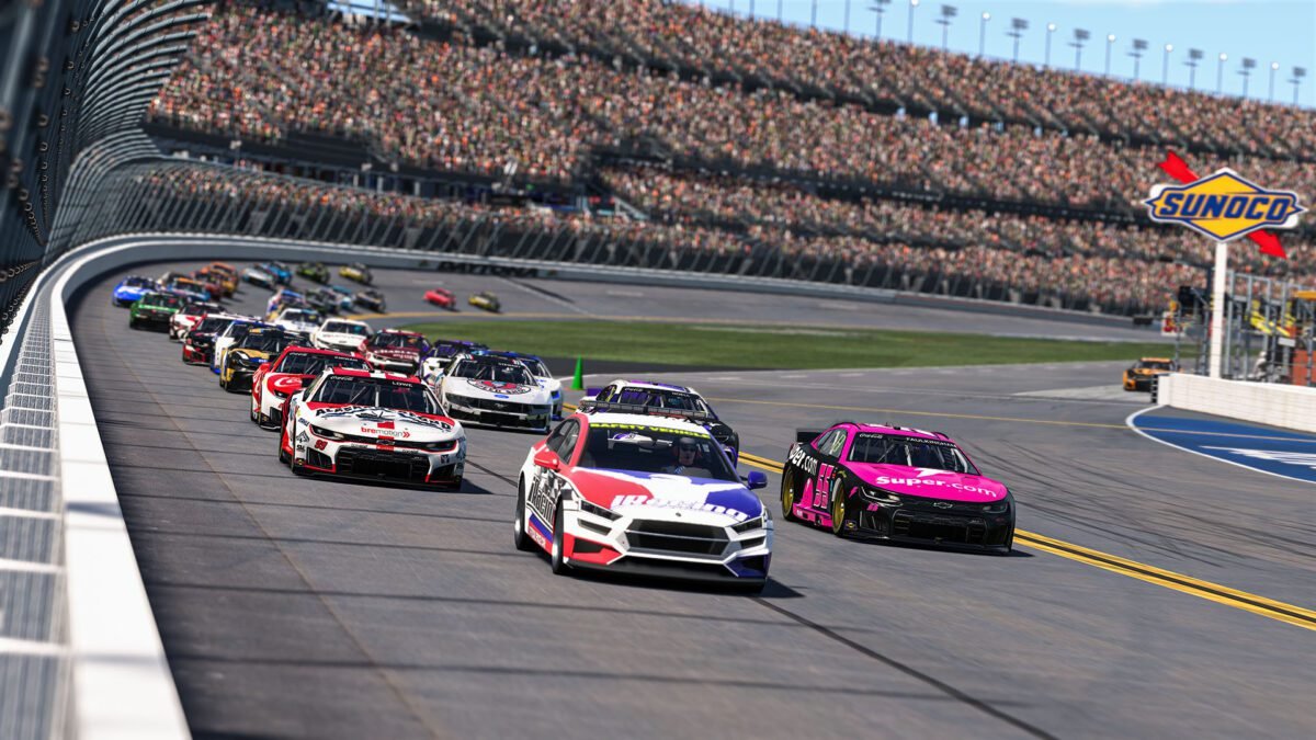 eNASCAR Coca-Cola iRacing Championship Series cars racing at Daytona International Speedway in 2026
