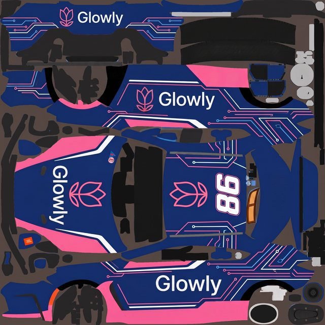 GLOWLY neon livery generated by Ailivery for iRacing