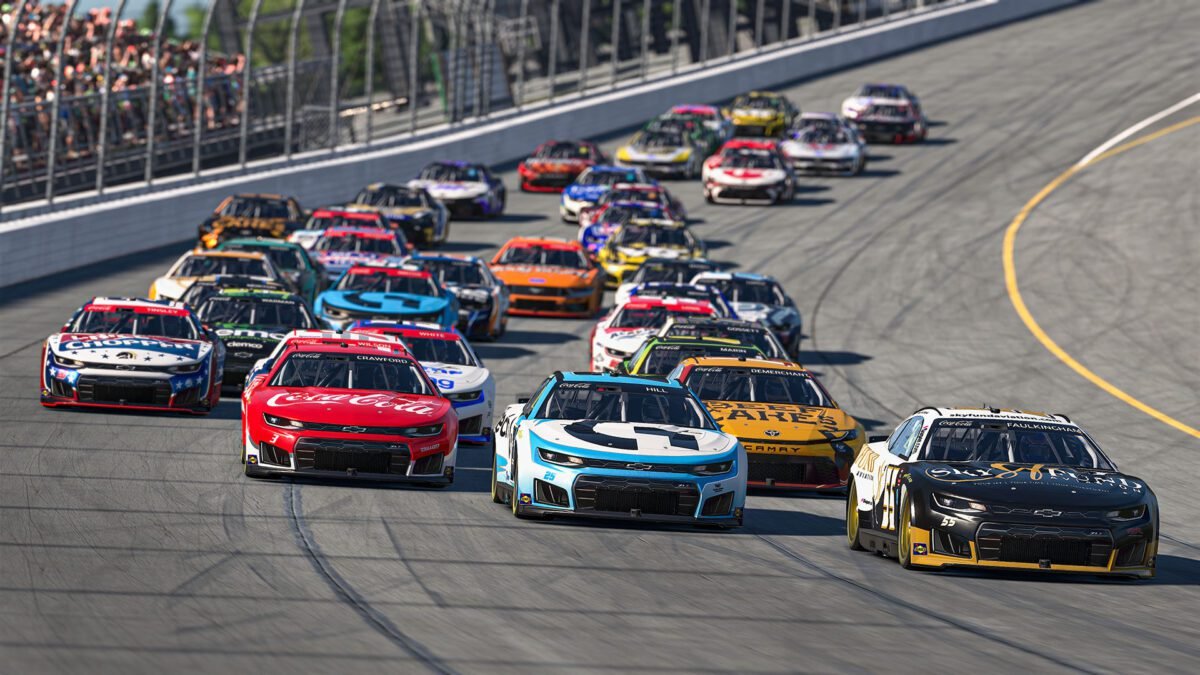 eNASCAR Michigan International Speedway 2026 pack racing action