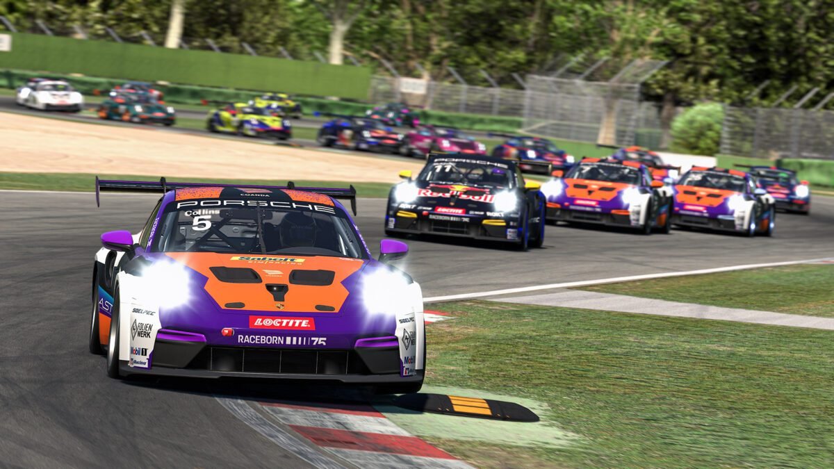 Porsche Cup cars racing on track in iRacing Season 3 Week 13 at Imola