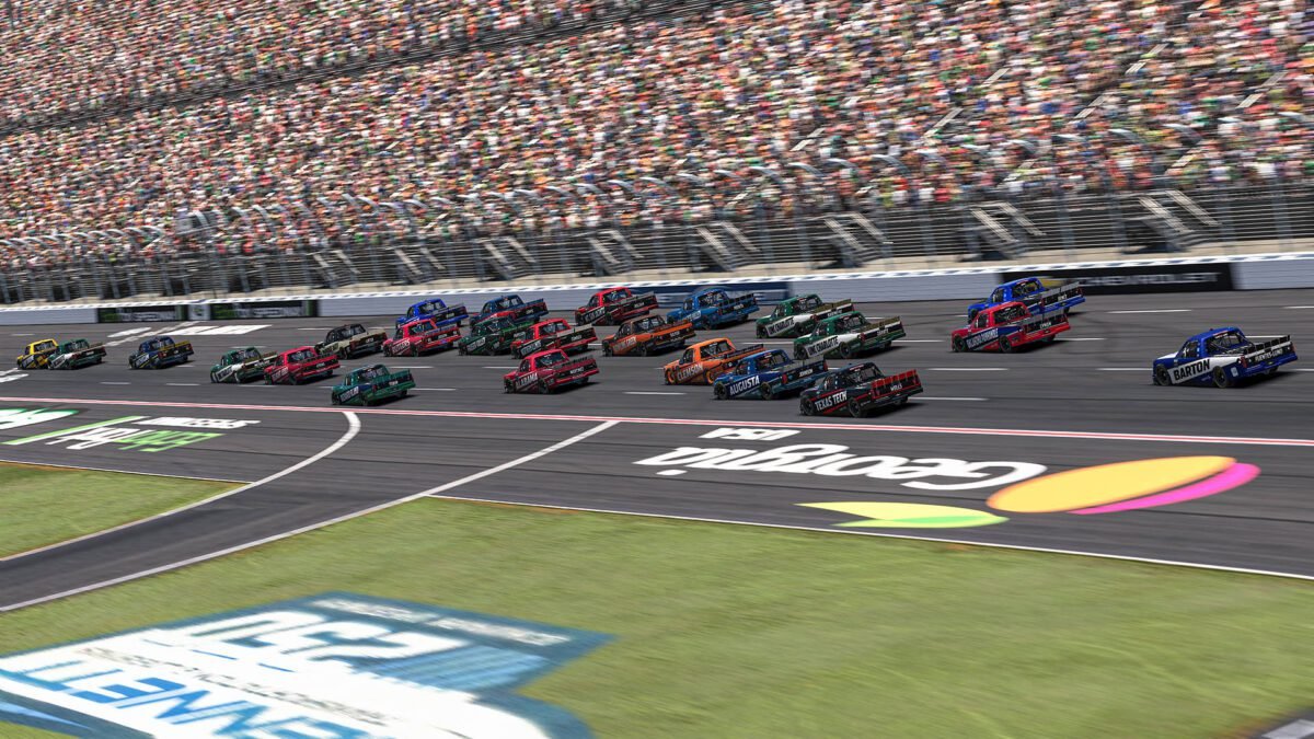 Peachtree Pursuit Week 1 Group 1 Heat 2 race action at EchoPark Speedway in the eNASCAR College iRacing Series